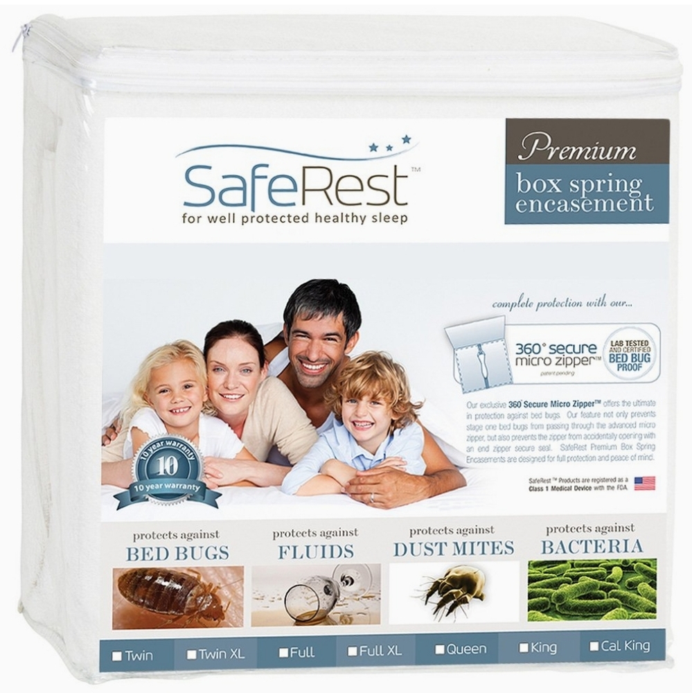 SafeRest Premium 9" Thick Box Spring Encasement - Waterproof - Breathable ~ Full